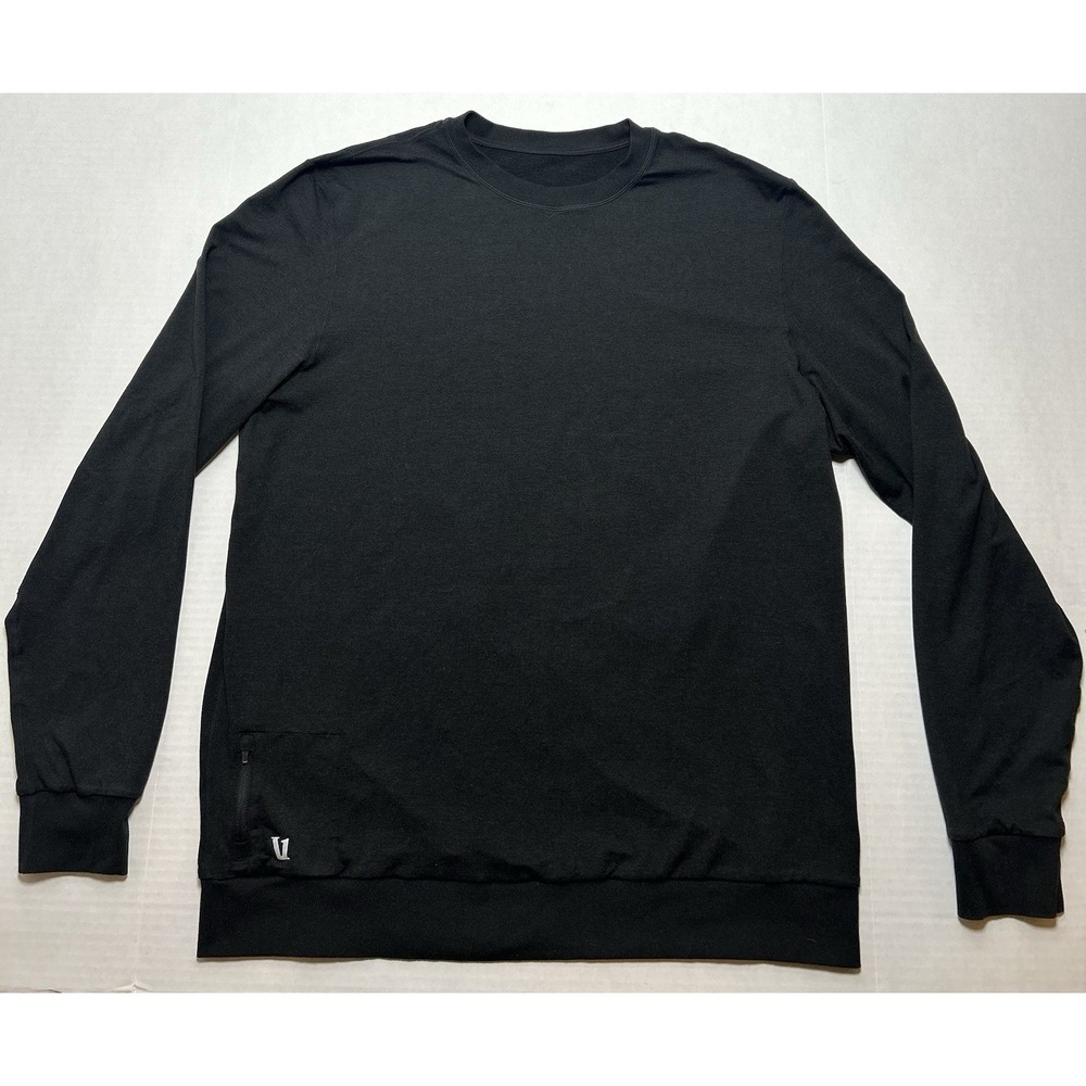 Vuori Ponto Performance Crew Mens Size XXL Black Pullover Long Sleeve V224 EUC